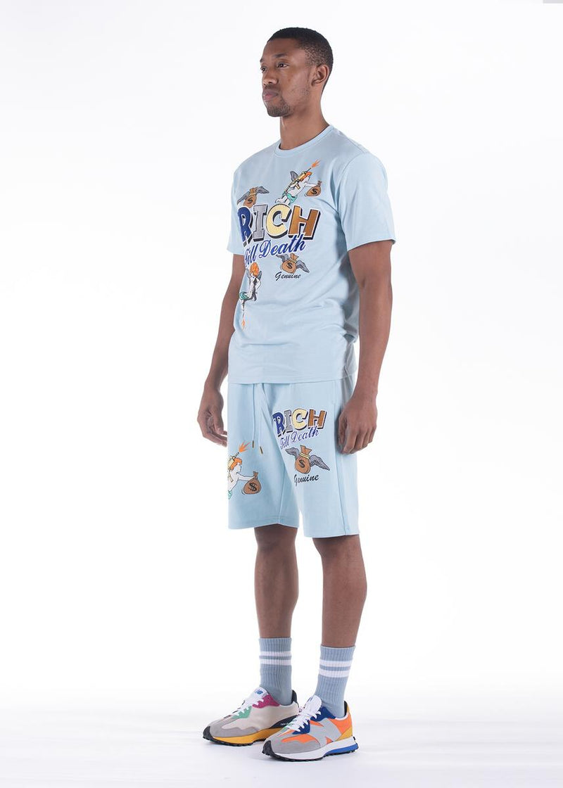 Genuine 'Rich Till Death' T-Shirt (Lt.Blue) GN1504