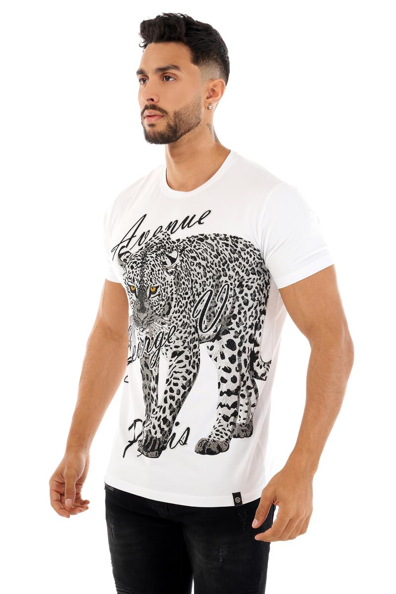 George V Paris ' GV Cheetah' T-Shirt (White)  GV2367 - Fresh N Fitted Inc