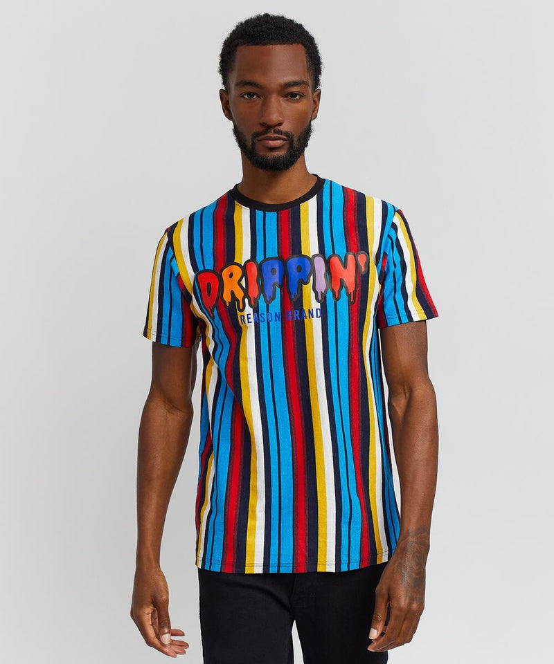 Reason 'Drippin' T-Shirt (Striped/Blue/Black) TSB69