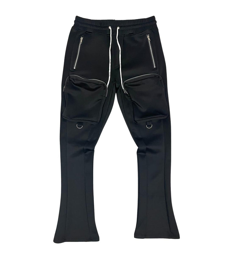 Motive Denim Cargo Stacked Track Pants (Black) MT100 - Fresh N Fitted Inc