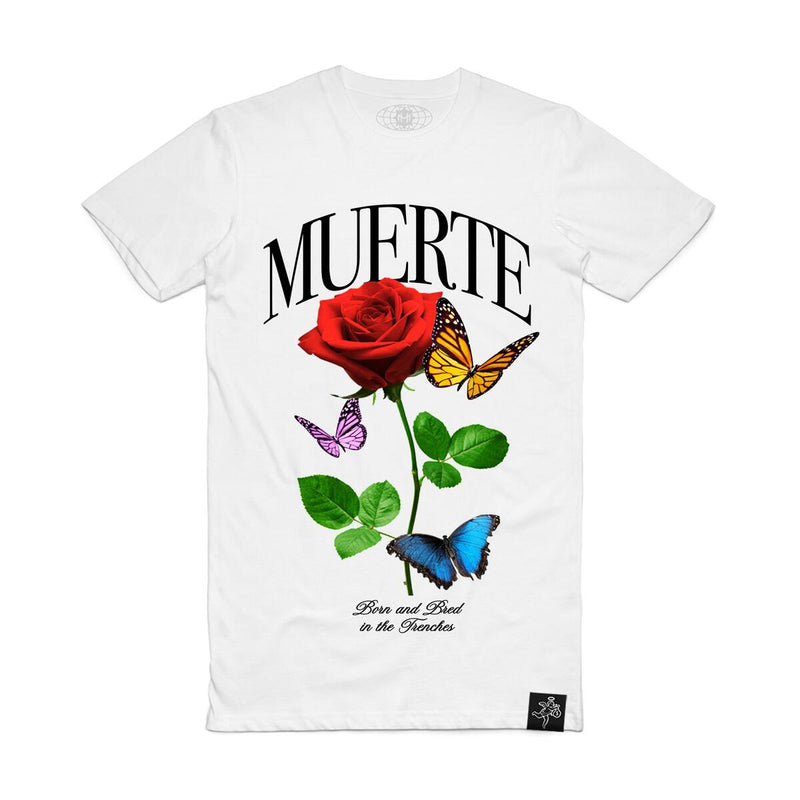 Hasta Muerte 'Butterfly Roses' T-Shirt (White) - Fresh N Fitted Inc