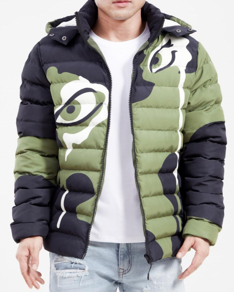 Roku Studio 'Slick Eye' Camo Puffer Jacket (Olive) RK6480798