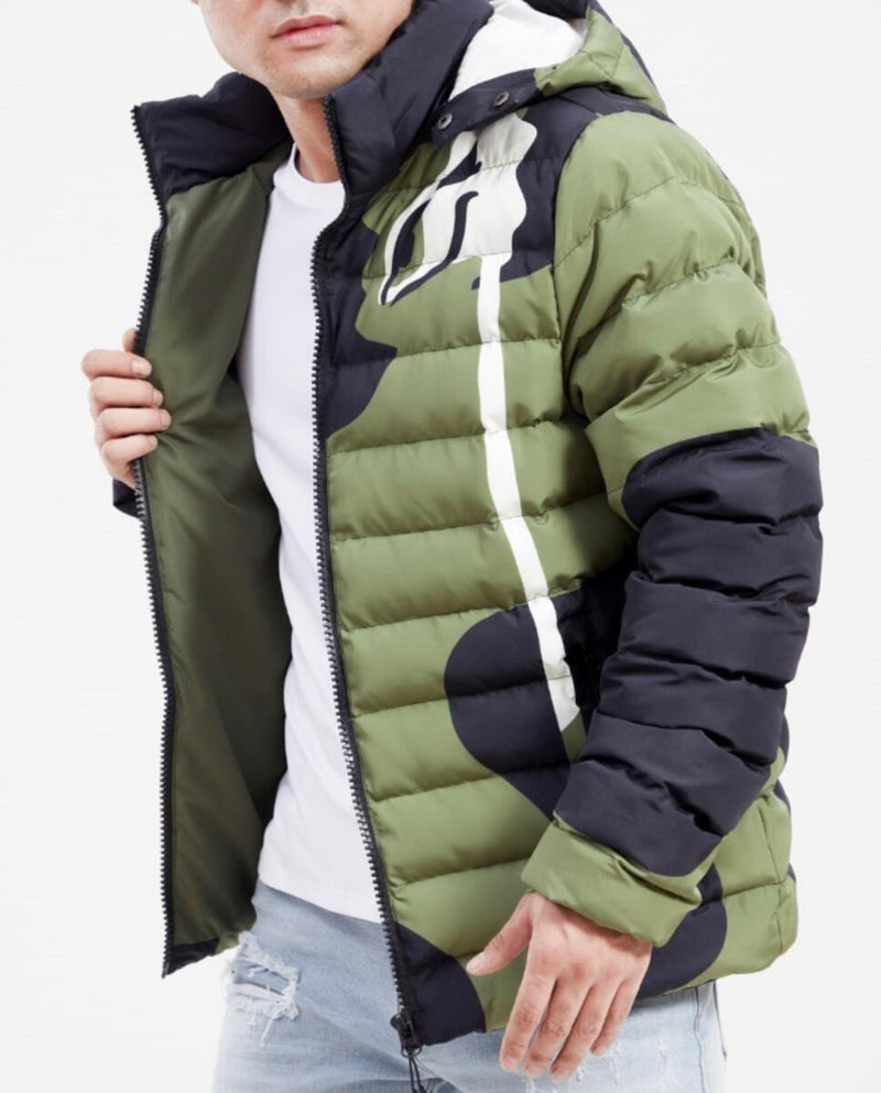 Roku Studio 'Slick Eye' Camo Puffer Jacket (Olive) RK6480798