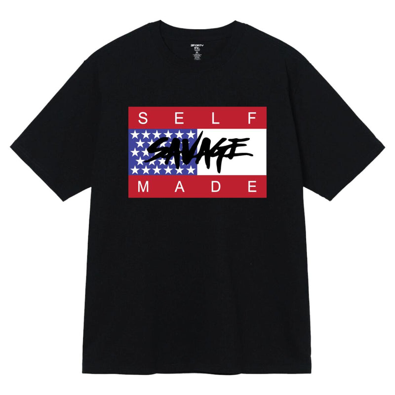 3Forty Inc. 'Self Made Flag' T-Shirt (Black/Blue/Red) - Fresh N Fitted Inc