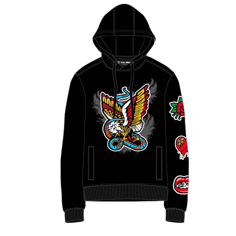 Rebel Minds  'Boys Chenille Eagle'  Pullover Hoodie (Black) 822-B324