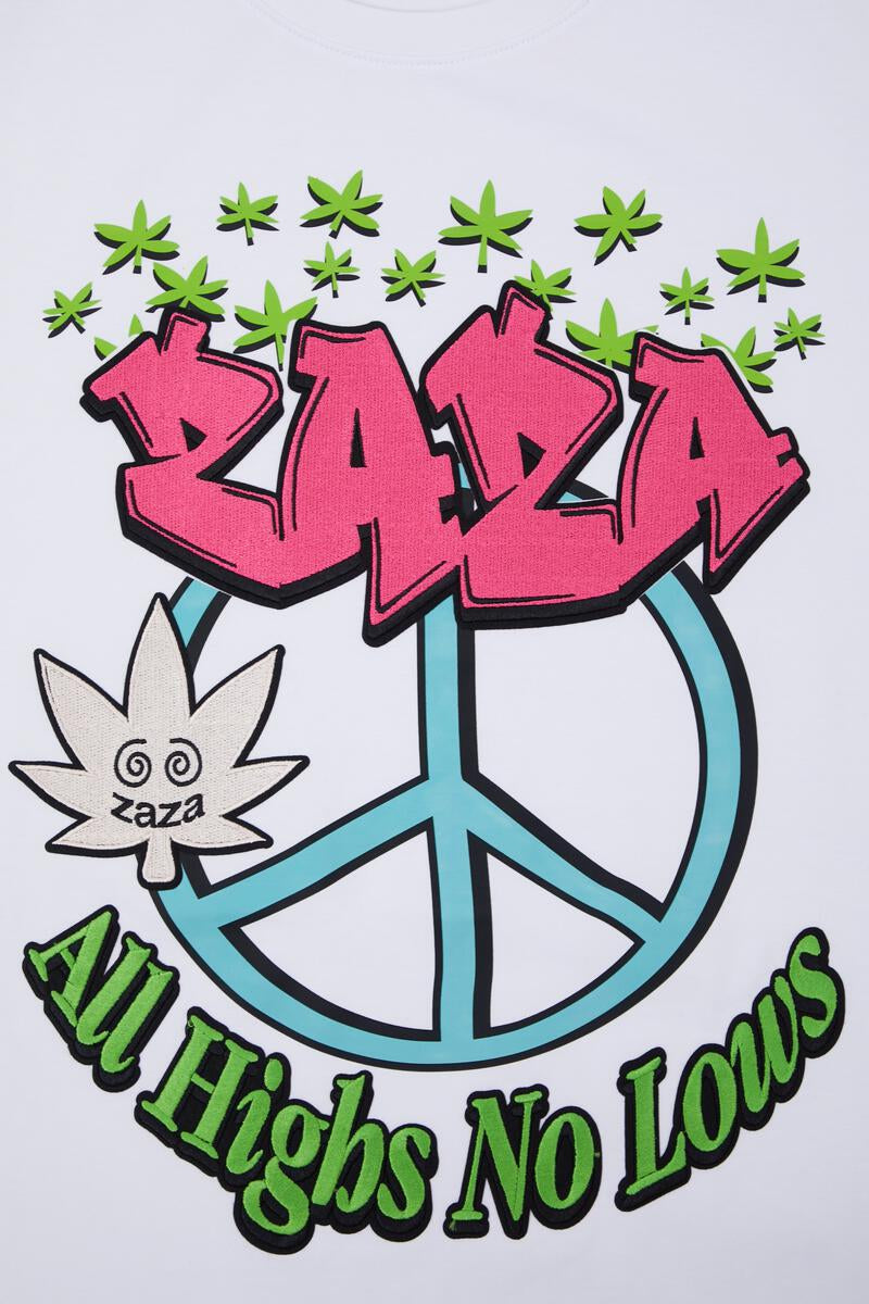 Zaza 'Peace, No Lows' T-Shirt (White) ZA1960021 - Fresh N Fitted Inc