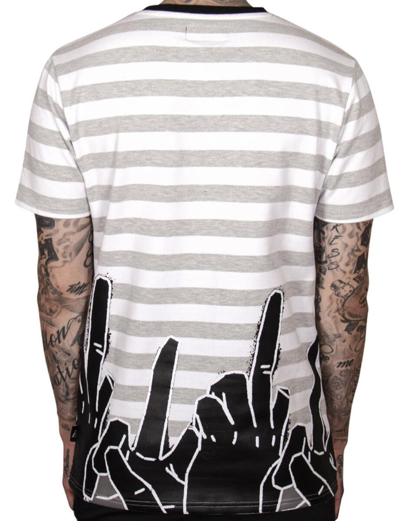 The Hideout Clothing 'Blank Letters Stripped' T-Shirt (White/Grey)
