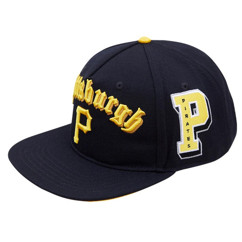 Pro Standard Pittsburgh Pirates Old English Snapback Hat (Black) LPP733710 - Fresh N Fitted Inc