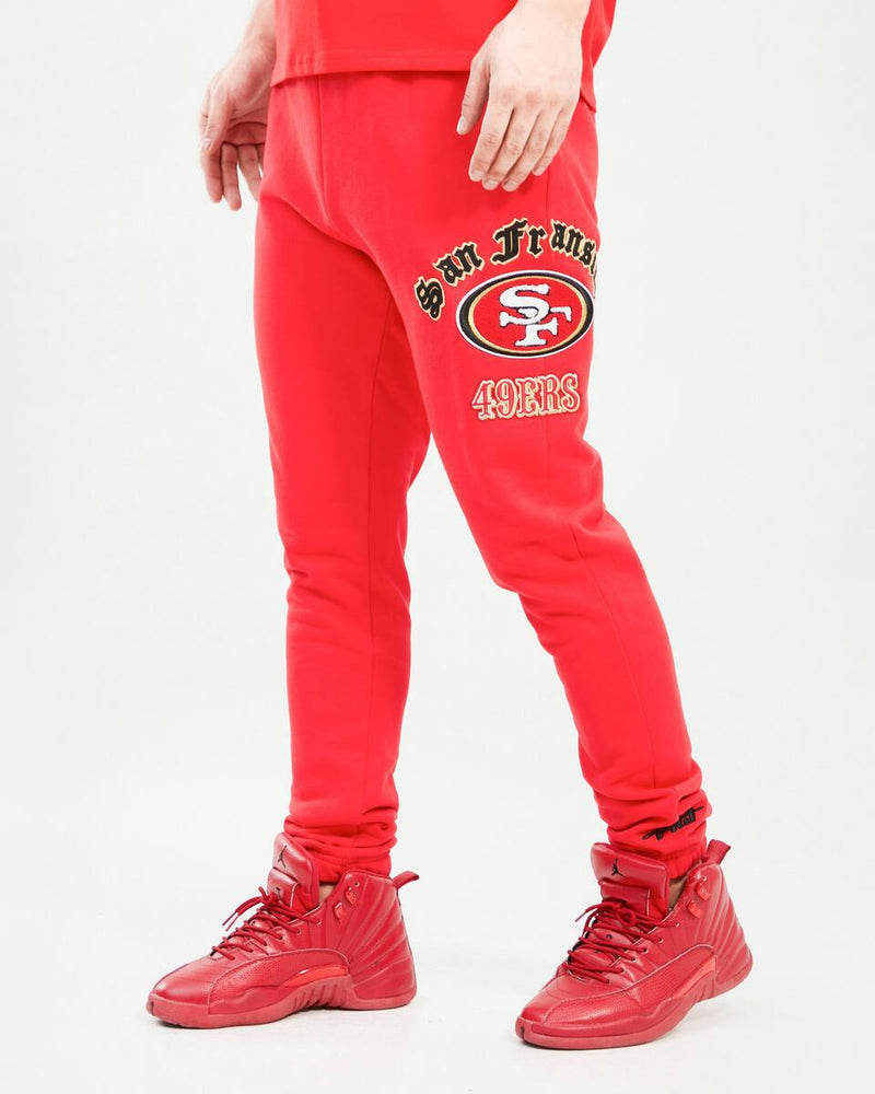 San Francisco 49ers Old English Logo Joggers (Red) FS4441952 - Fresh N Fitted Inc