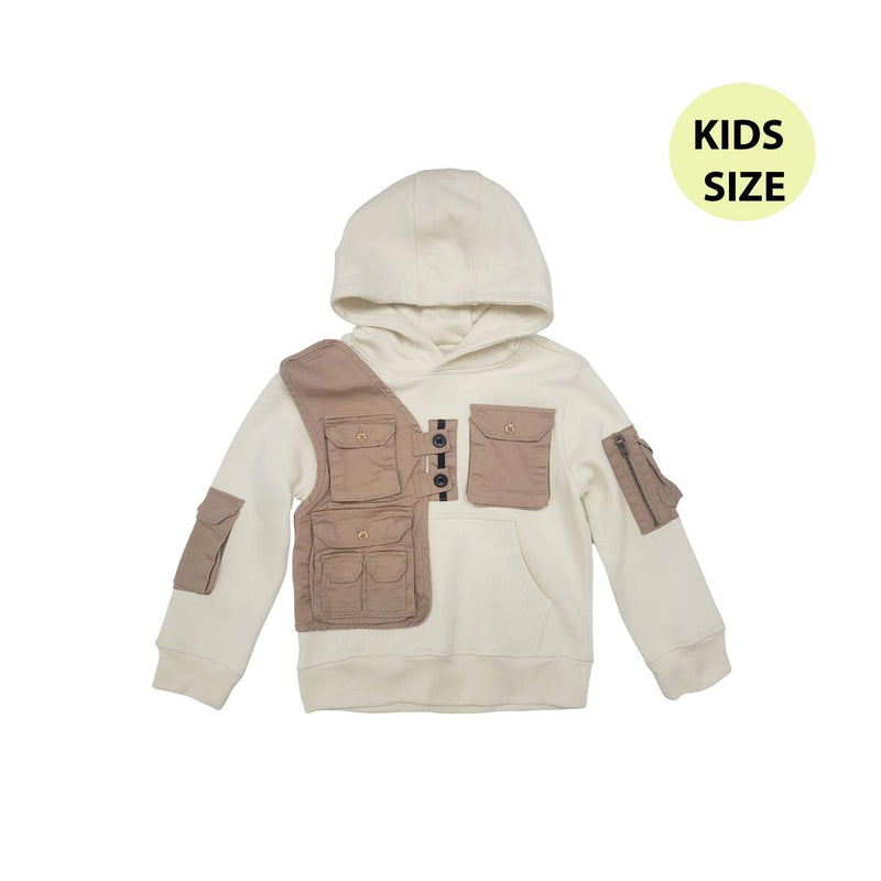 Copper Rivet Kids 'Heavy Fleece Woven Pocket' Jacket (Khaki/Cream) 231031K