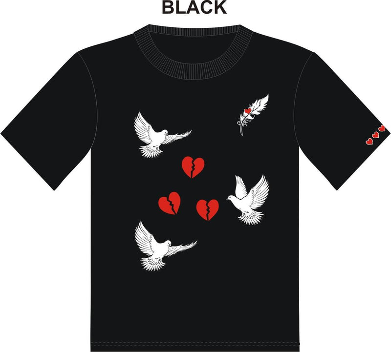 Focus Kids 'Broken Heart Dove ' Tee (Black/Red) 80497