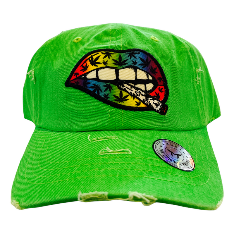 'Rainbow Lips' Dad Hat (Lime) MUD2177 - Fresh N Fitted Inc