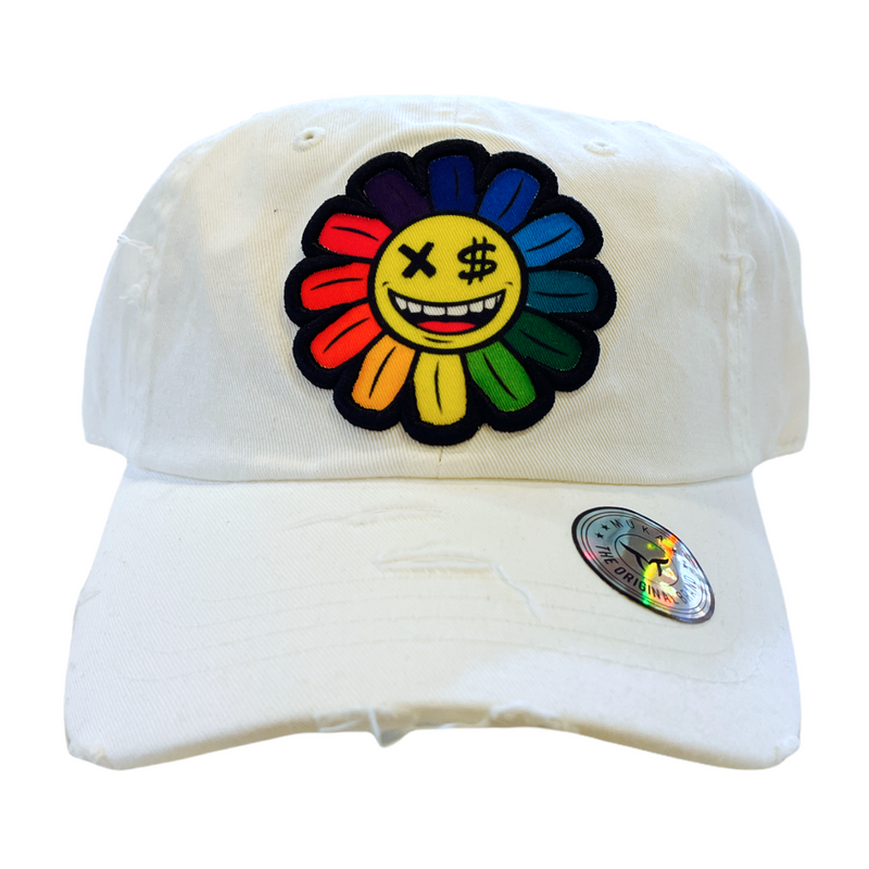 'Flower Power' Dad Hat (White) MUD2174 - Fresh N Fitted Inc