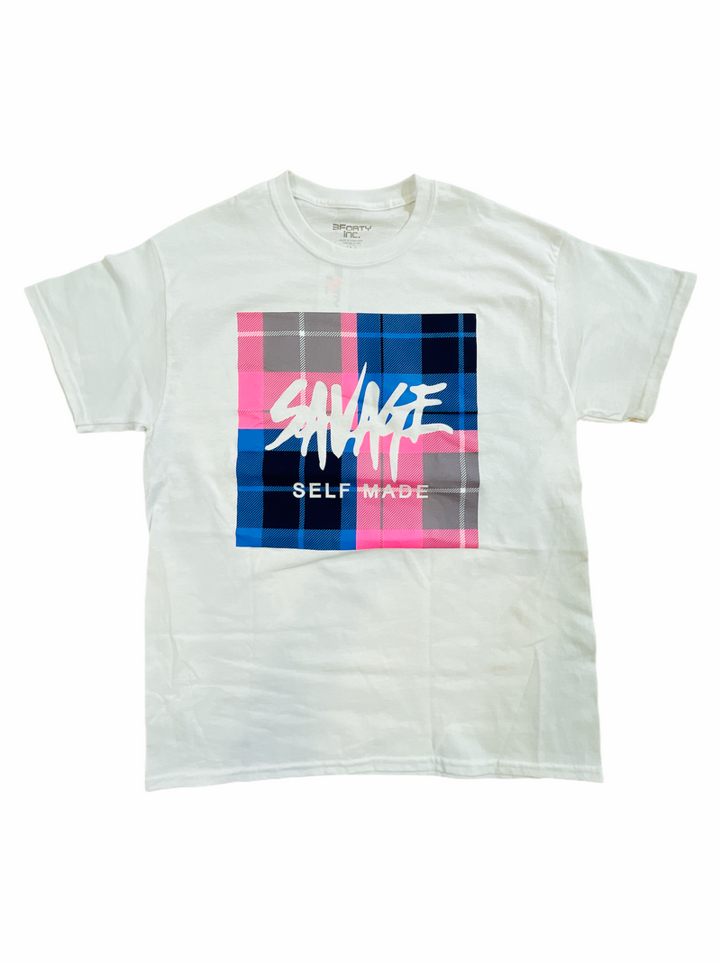 3Forty Inc. 'Savage' T-Shirt (White/Blue/Pink) - Fresh N Fitted Inc