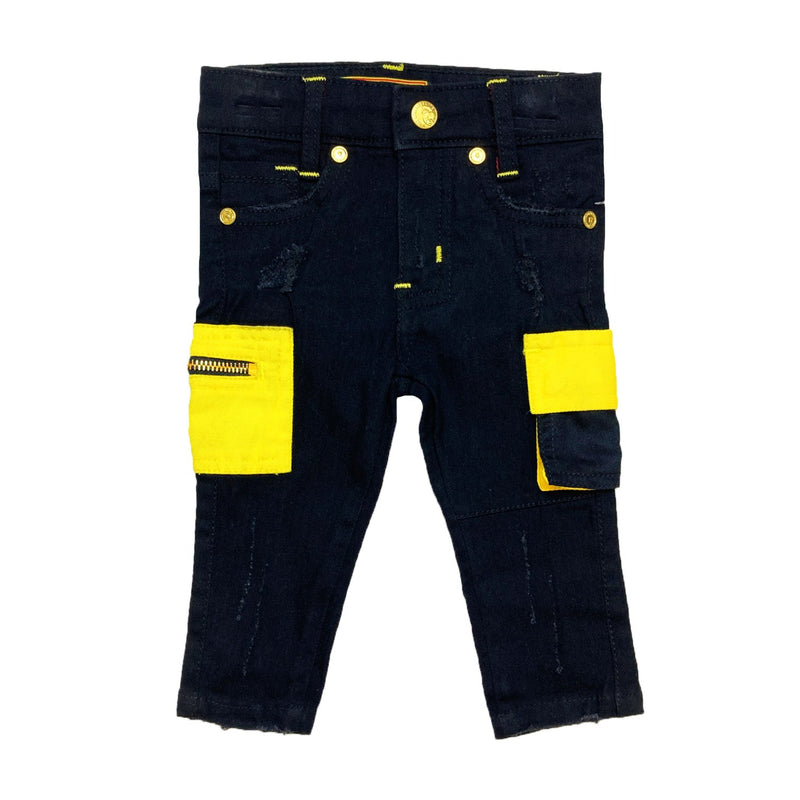 Elite Denim Infant Kids 'Varsity' Jeans (Blk/Yellow) 153022 - Fresh N Fitted Inc
