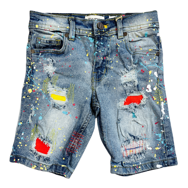 FWRD Kids 'Roughed Up' Denim Shorts (Ice Blue/Multi) 22661K/LK - Fresh N Fitted Inc