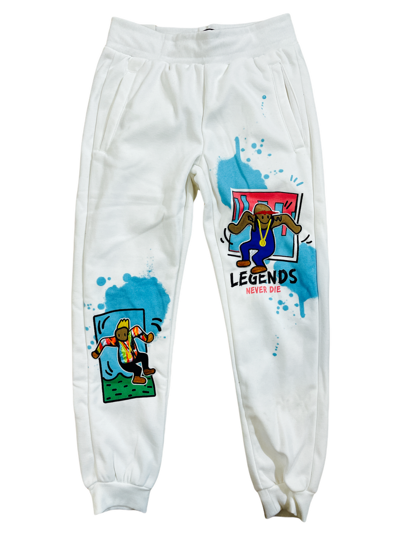 Rebel Minds Kids 'Legends Never Die' Joggers (White) 112-B402 - Fresh N Fitted Inc