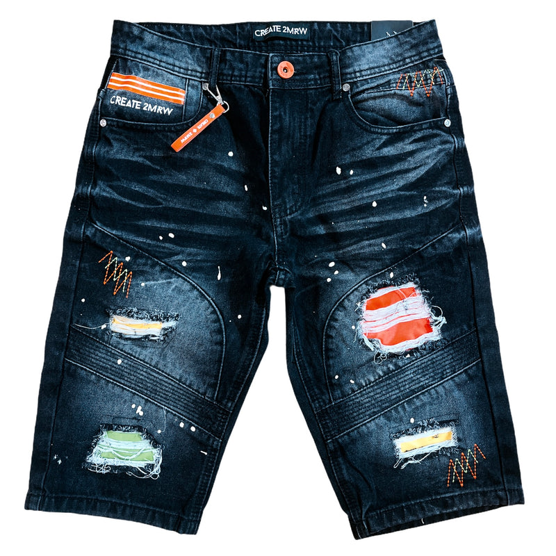 CREATE 2MRW 'Span' Denim Shorts (Black) CS1701 - Fresh N Fitted Inc