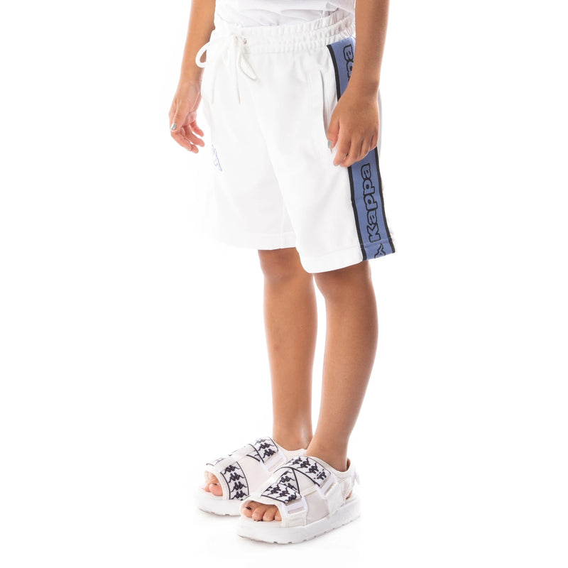 Kappa Kids 'Logo Tape Aedi 2' Shorts (White/Blue) 331463W - Fresh N Fitted Inc