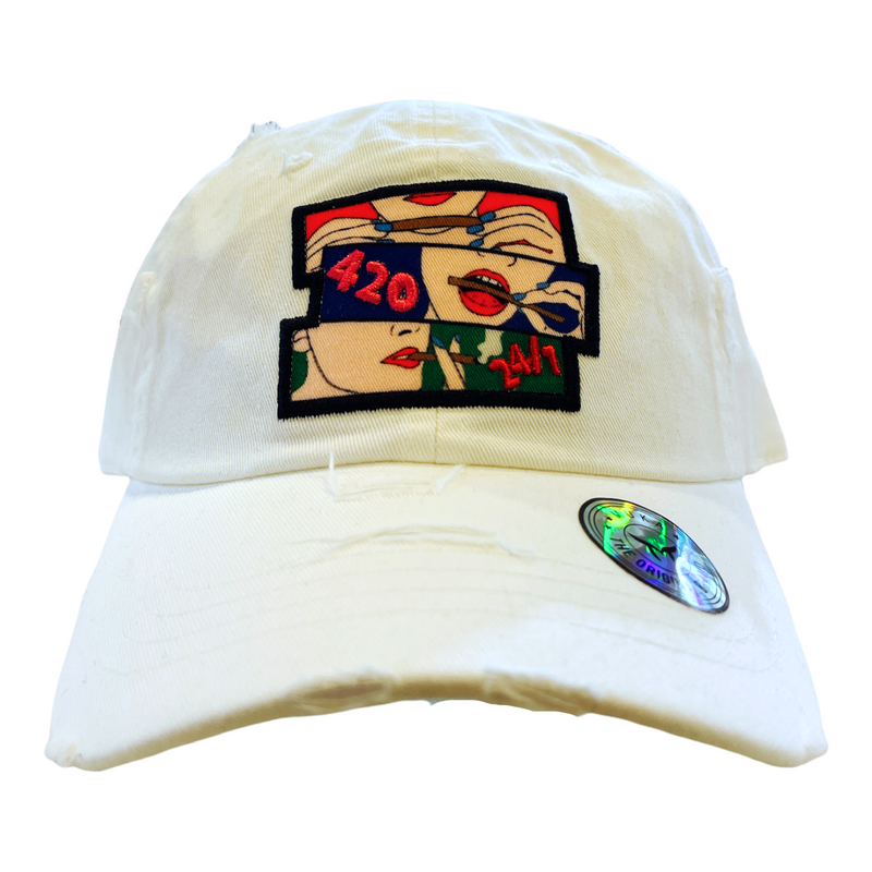 '4/20 24/7' Dad Hat (White) MUD2172 - Fresh N Fitted Inc
