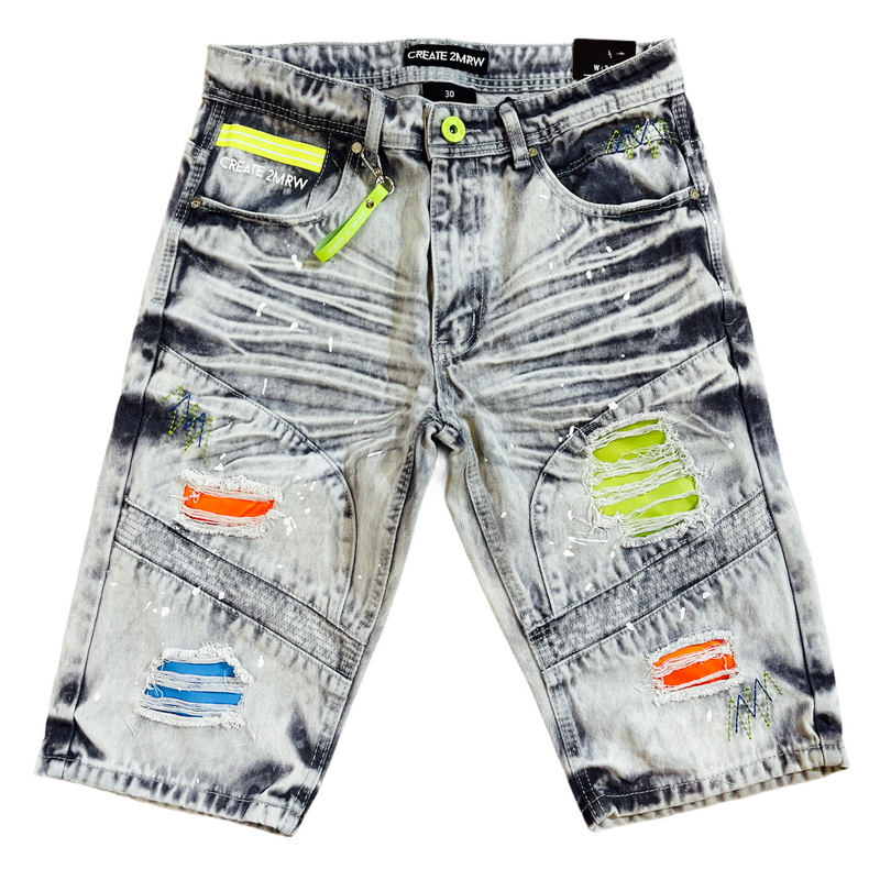 CREATE 2MRW 'Span' Denim Shorts (Ice Grey) CS1701 - Fresh N Fitted Inc