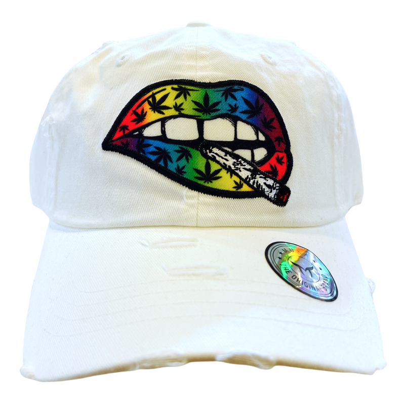 'Rainbow Lips' Dad Hat (White) MUD2177 - Fresh N Fitted Inc