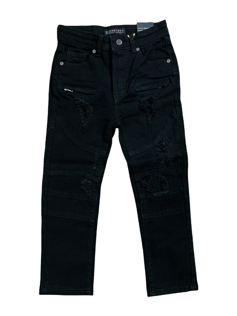 M. Society Kids Distressed Moto Jeans (Jet Black) MS-13121T/K - Fresh N Fitted Inc
