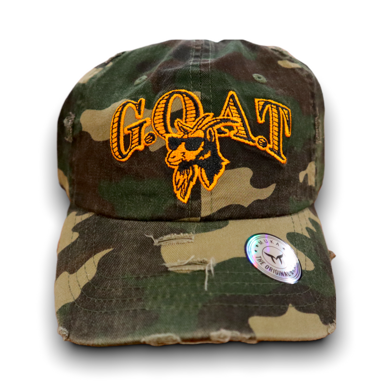 'G.O.A.T.' Dad Hat (Camo) MUD2130 - Fresh N Fitted Inc