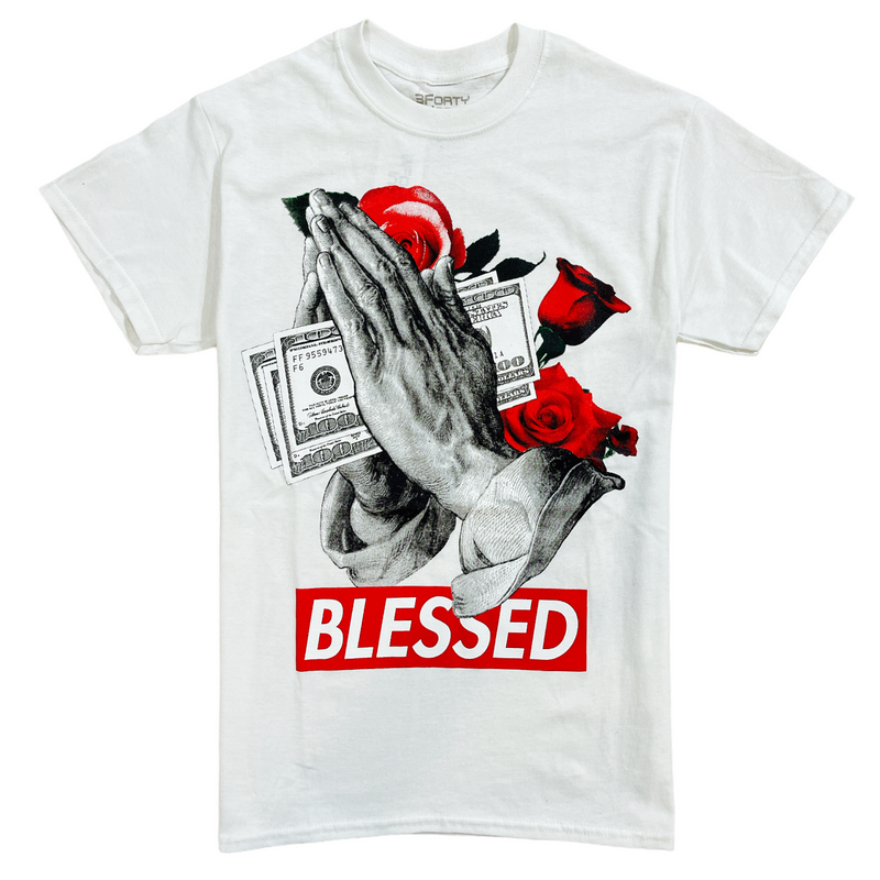 3Forty Inc. 'Praying Blessed' T-Shirt (White) 8044 - Fresh N Fitted Inc