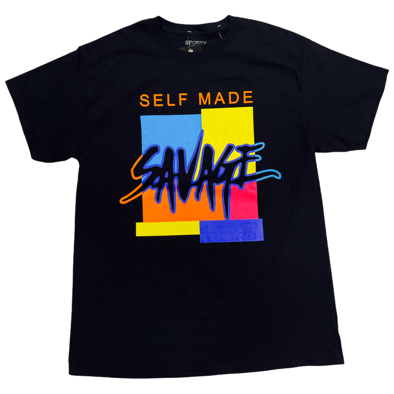 3Forty Inc. 'Self Made Savage' T-Shirt (Black/Neon) 9157 - Fresh N Fitted Inc
