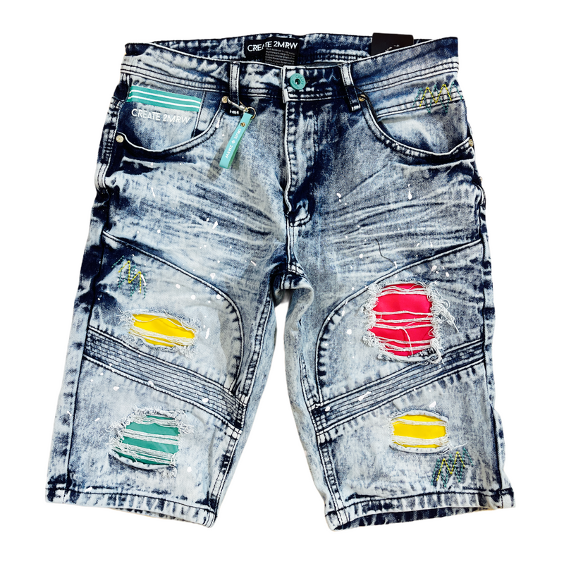 CREATE 2MRW 'Span' Denim Shorts (Ice Blue) CS1701 - Fresh N Fitted Inc