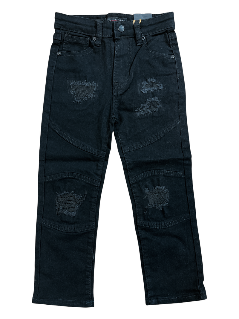 M. Society Kids Distressed Moto Jeans (Jet Black) MS-80102T/K - Fresh N Fitted Inc