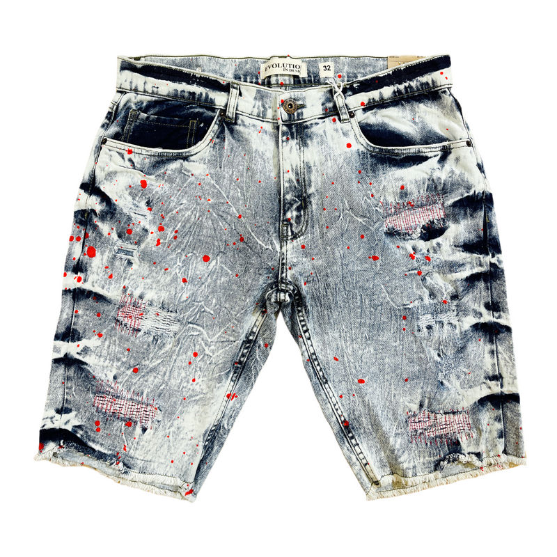 Evolution 'Rip Tide' Denim Shorts (Ice Blue/Red) 22662A - Fresh N Fitted Inc