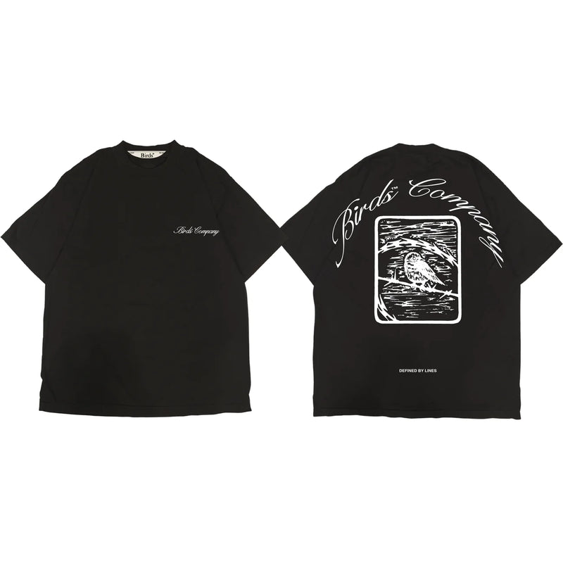 Birds "Defined By Lines" Black Oversized S/S T-Shirt - Fresh N Fitted Inc