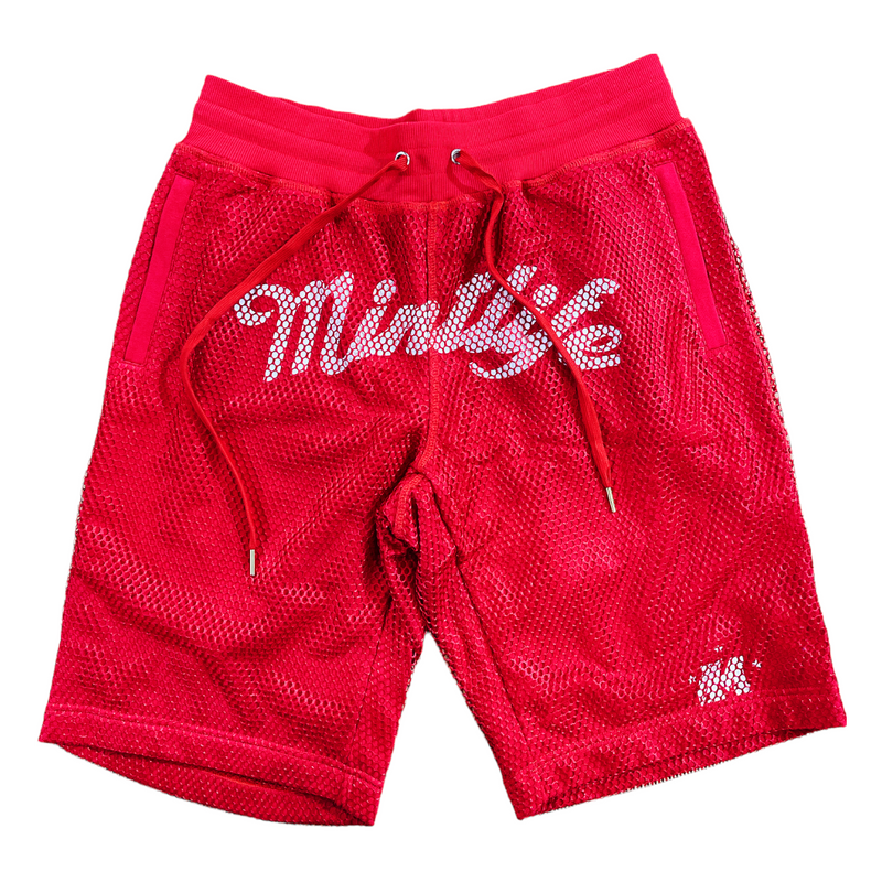 Mint 'Mintlife' Netted Jersey Shorts (Red) - Fresh N Fitted Inc