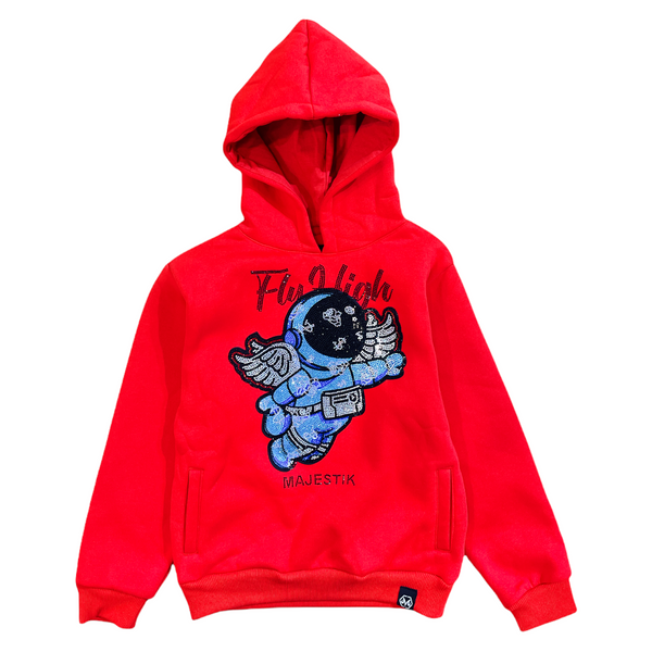 Majestik Kids 'Fly High' Rhinestone Hoodie (Red) KD2123