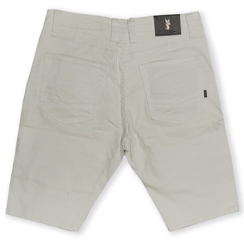 Makobi 'Avlaki' Shredded Denim Shorts (White) M760 - Fresh N Fitted Inc