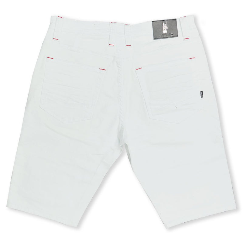 Makobi 'Willard' Biker Denim Shorts (White) M650 - Fresh N Fitted Inc