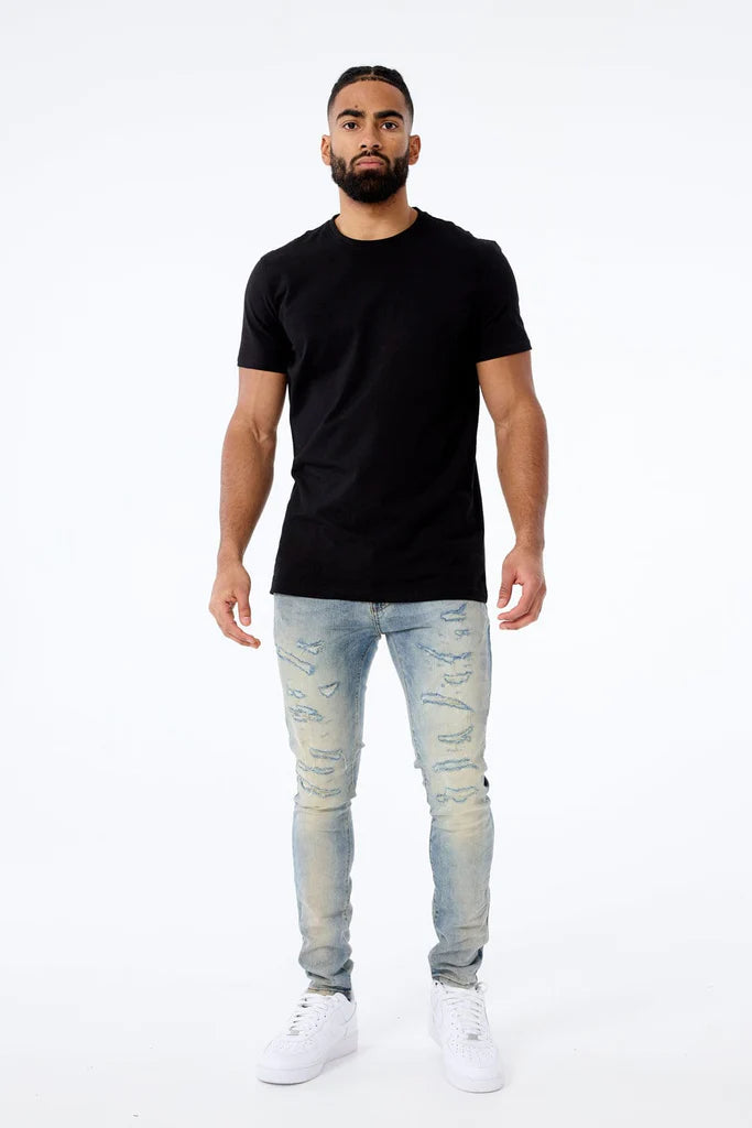 Sean - Crushed & Rolled Denim (Lager) JS1095 - Fresh N Fitted Inc