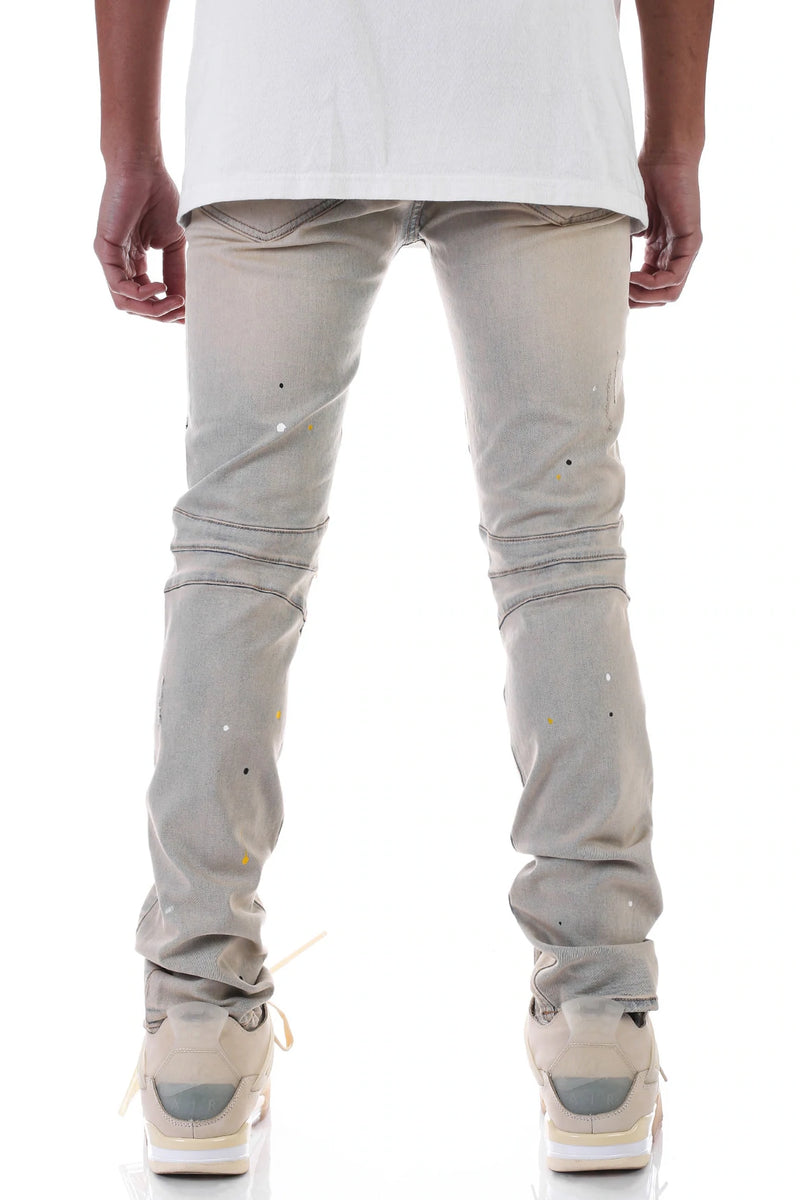 KDNK Ripped Moto Jeans w/ Splatter (Tinted Lt. Blue) KND4297 - Fresh N Fitted Inc