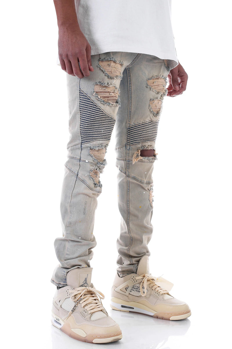 Kdnk distressed 2025 moto jeans