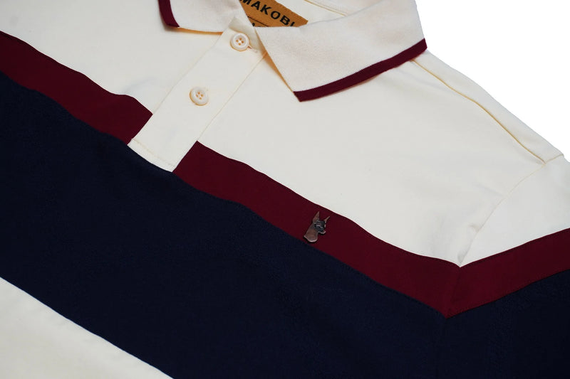 Makobi 'Monogram Horizon' Polo Shirt (Natural) M392 - Fresh N Fitted Inc