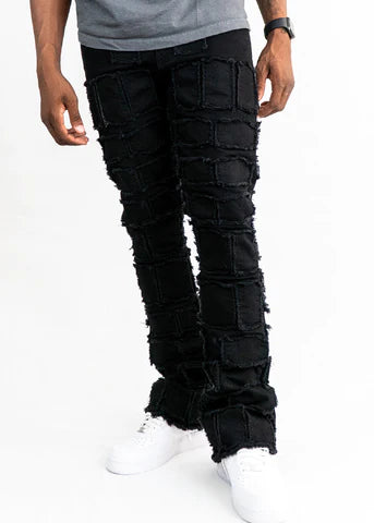 NINEFIVE 'Nala' Stacked Flare Denim (Jet Black)