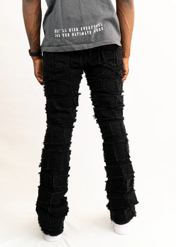 NINEFIVE 'Nala' Stacked Flare Denim (Jet Black)