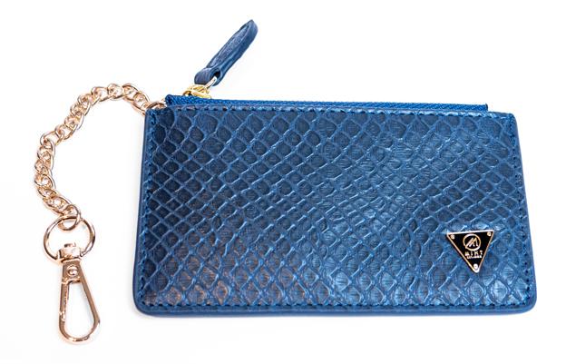 Mint Anaconda Leather Pouch (Navy) - Fresh N Fitted Inc