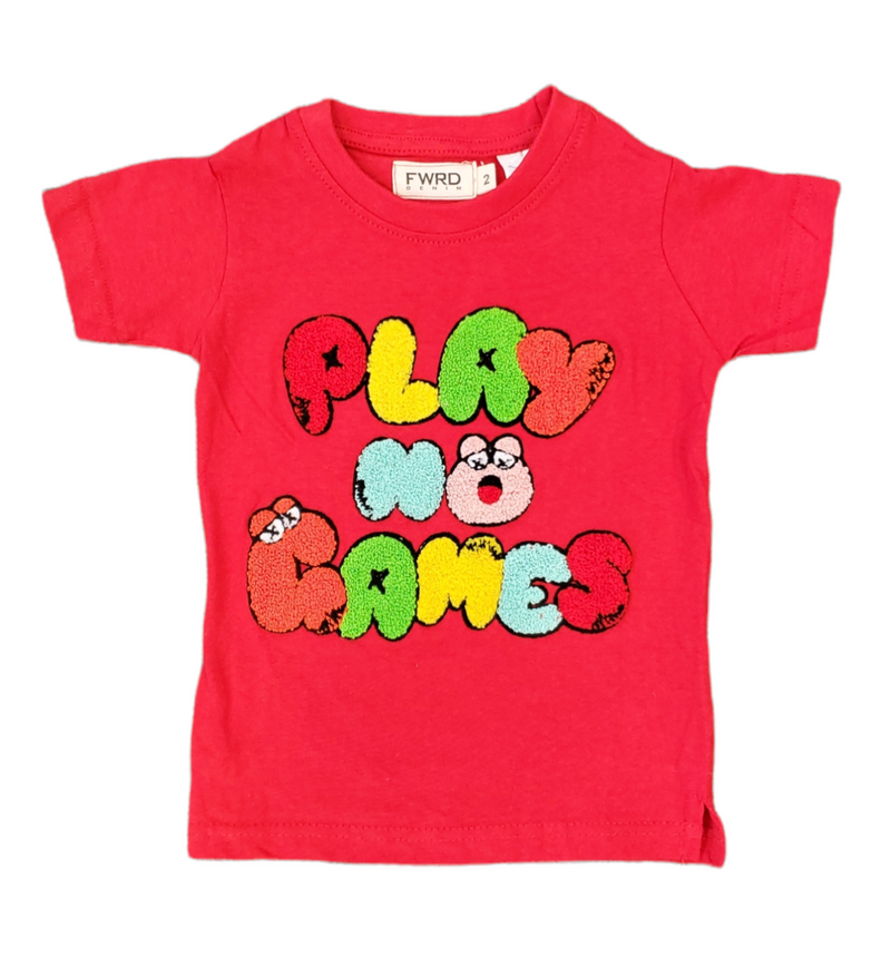FWRD Kids 'Play NO Games' Chenille Patch T-Shirt (Red) FW-180131K/LK - Fresh N Fitted Inc