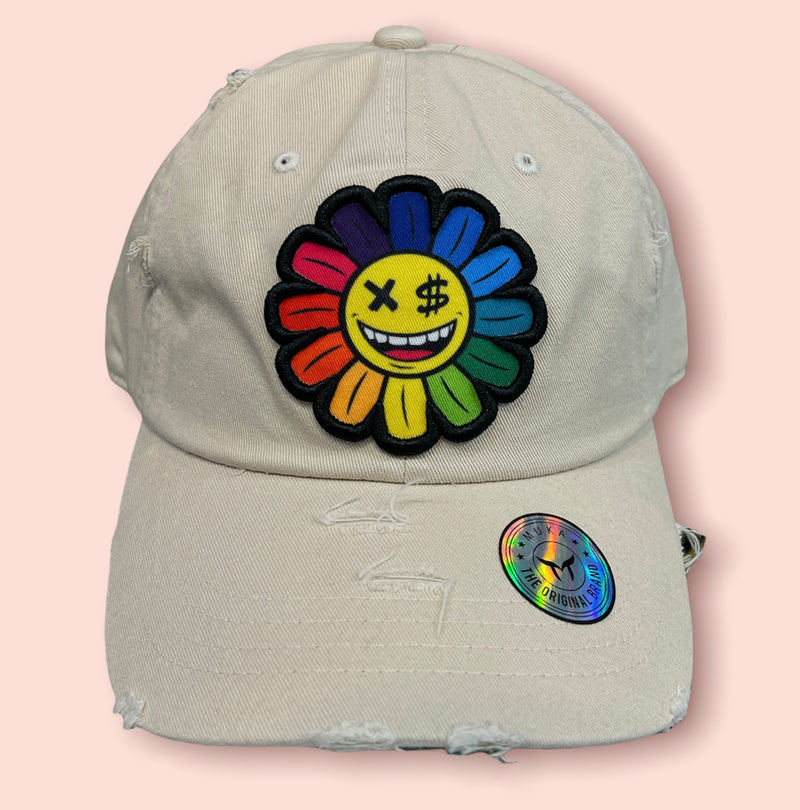 'Flower Power' Dad Hat (Beige) MUD2174 - Fresh N Fitted Inc