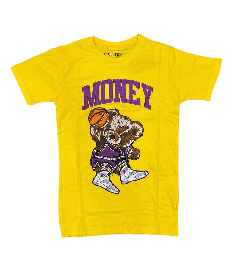 Evolution Kids 'Ballin Bear' T-Shirt (Yellow) EV-180138K/LK - Fresh N Fitted Inc