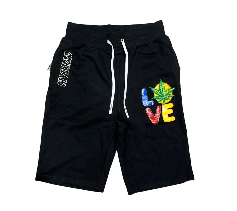 Civilized 'Love' Shorts (Black) CV1407 - Fresh N Fitted Inc