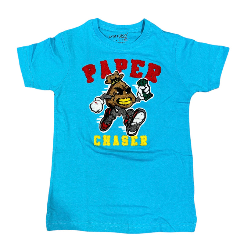 Evolution Kids 'Paper Chaser' T-Shirt (Aqua) 180053K/LK - Fresh N Fitted Inc